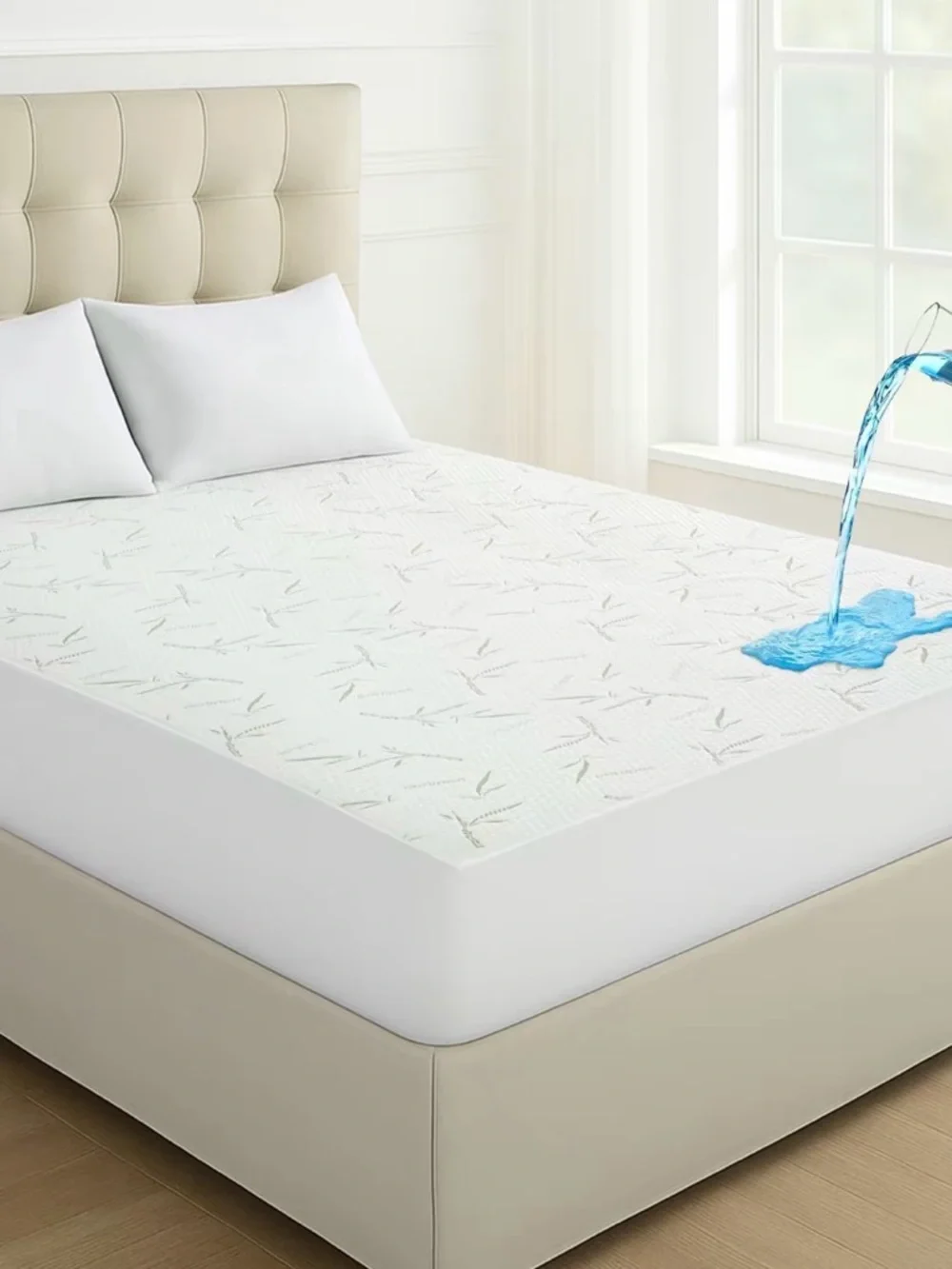 Queen Size Bamboo Waterproof Mattress Protector with 16